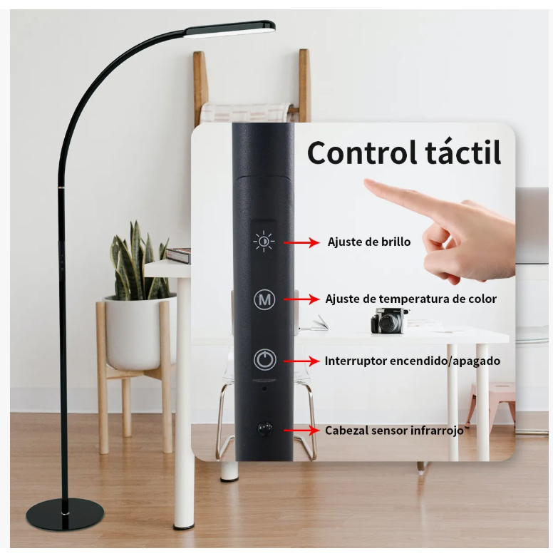 Foto 5 | Lámpara Regulable Led De Piso Táctil Con Control Remoto