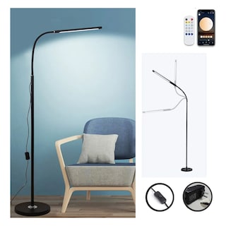 Foto 5 | Moderna Lámpara De Piso Ajustable Con Luz De Lectura Moderna Negro Negro