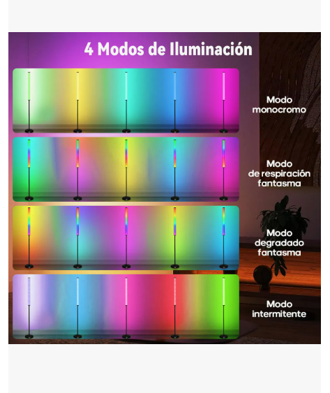 Foto 3 pulgar | Lámpara De Piso Rgb Rainbow Luz Minimalistas Decoración Led Control Remoto Para Cuarto Control Por Control Par