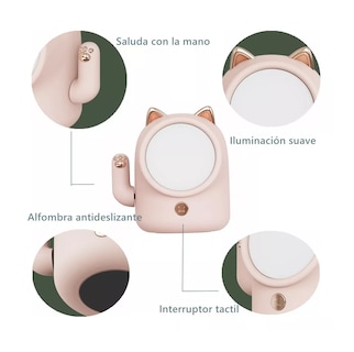 Foto 4 | Lámpara de Mesa BELUG color Rosa Diseño Gato Pantalla Blanco Estructura