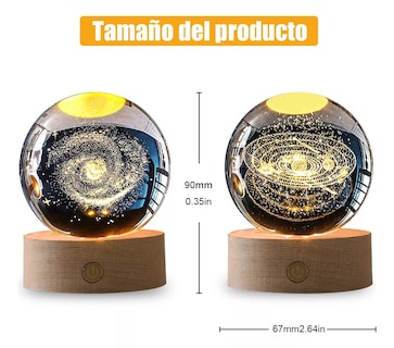 Foto 4 | Lámpara de Noche BELUG Bola de Cristal 3D Galaxia Nebulosa