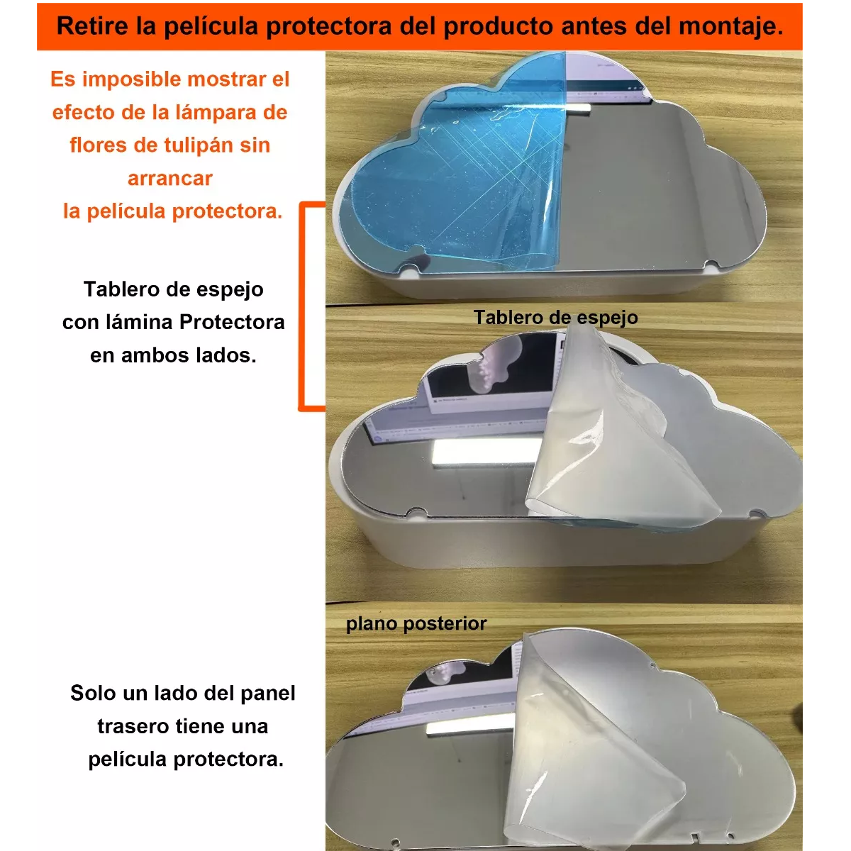 Foto 4 pulgar | Lámpara Eo Safe Imports ESI-8908 Diseño de Nube con Tulipanes y Espejo