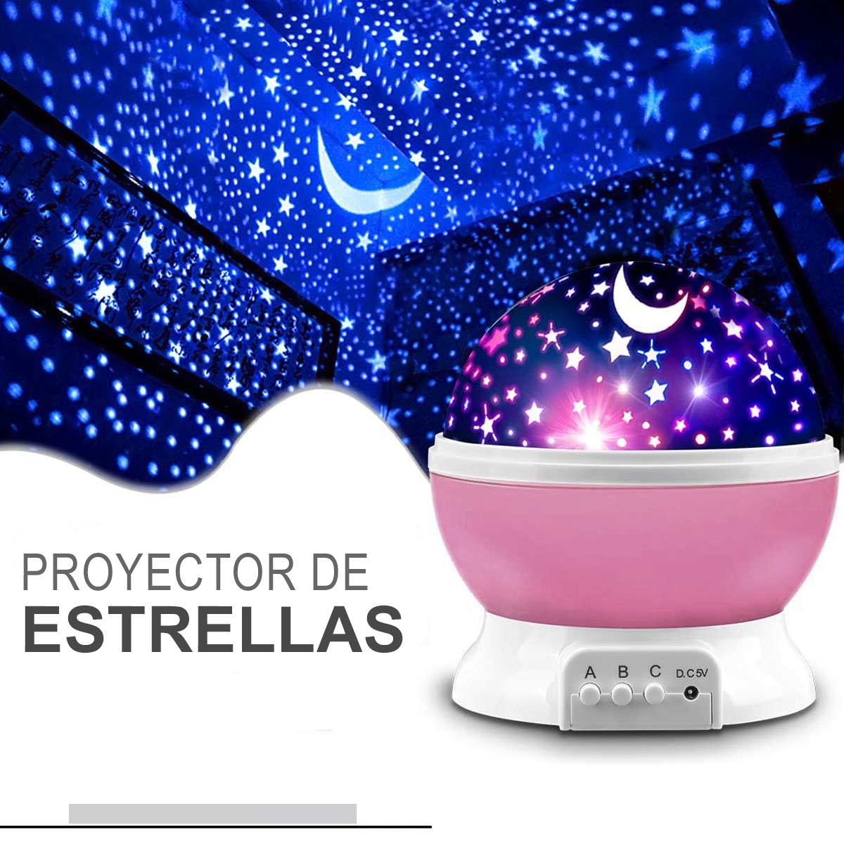 Foto 3 pulgar | Lámpara Proyector de Estrellas Luces Led Usb Rosa para Niños