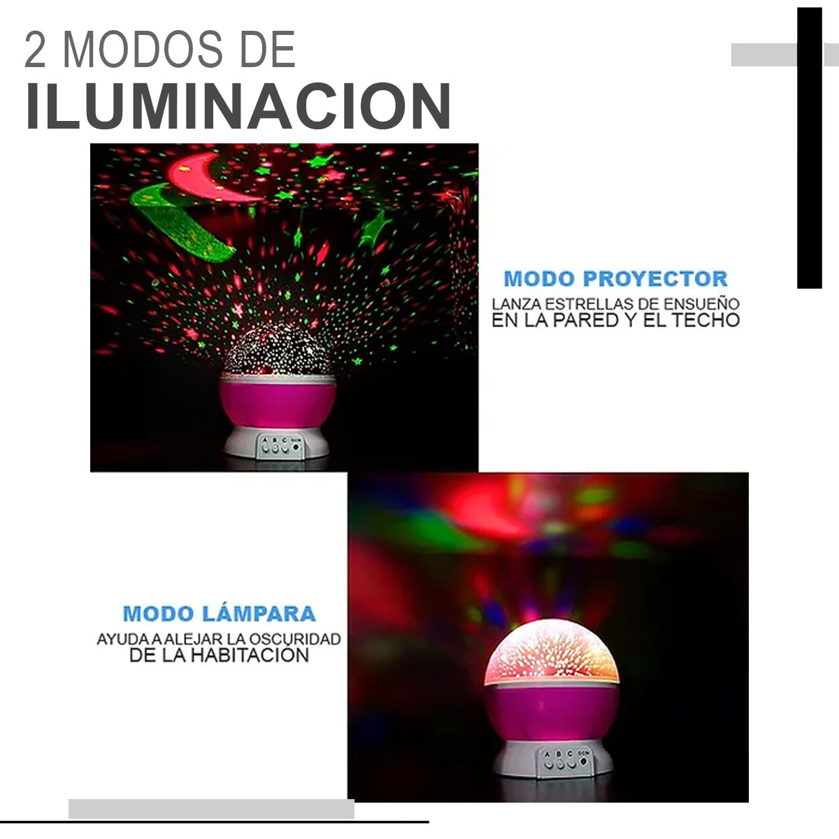 Foto 5 | Lámpara Proyector de Estrellas Luces Led Usb Rosa para Niños