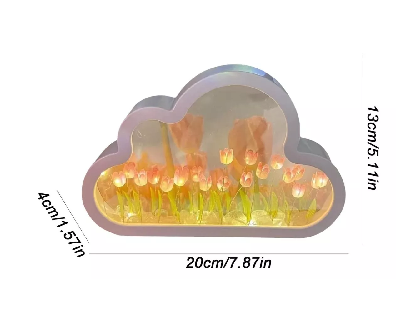 Foto 4 | Lámpara de Noche con Espejo Nube con Tulipanes Artificiales Blanco