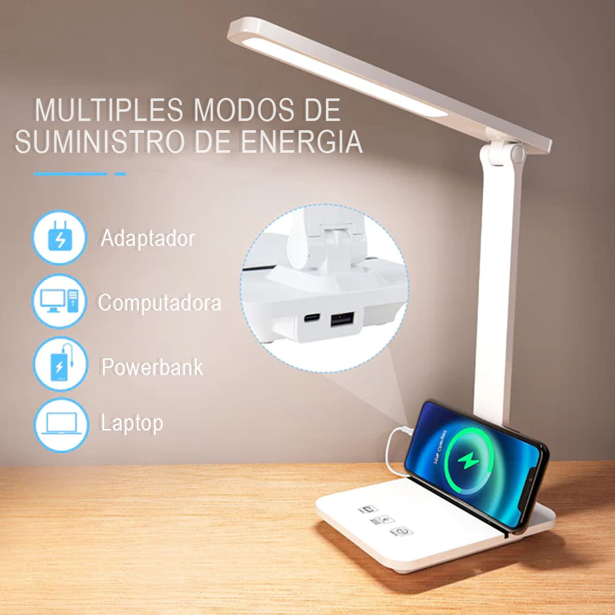 Foto 5 | Lámpara de Escritorio LED con Control Táctil y Puerto USB