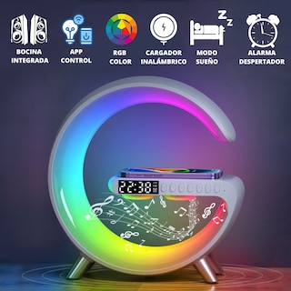Foto 2 | Lámpara Led Rgb Smart Bluetooth Con Cargador Inalámbrico En Forma De G Despertador