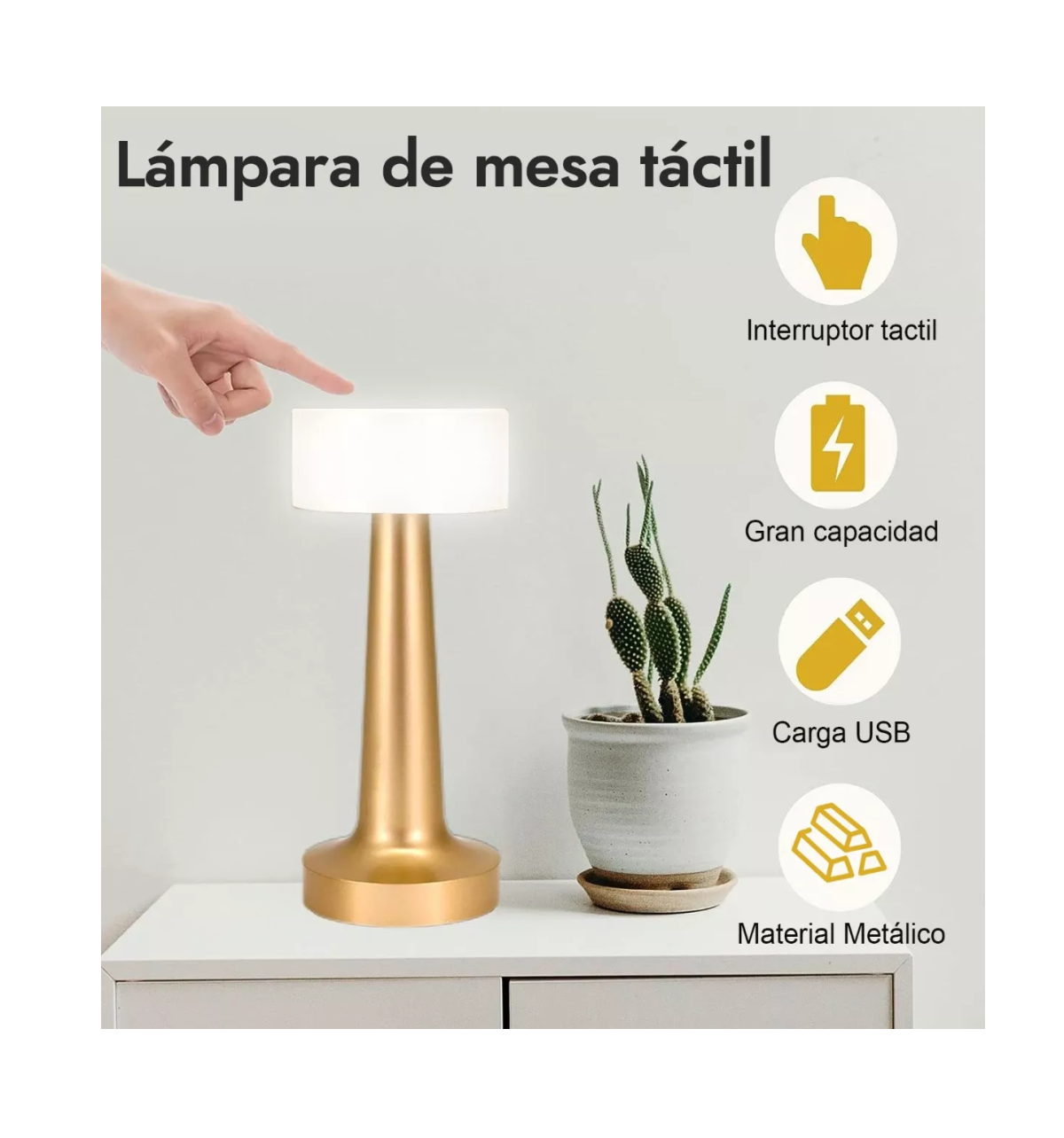 Foto 4 | Lámpara De Mesa Para Restaurante Belug Ambiente Led Dorado/Blanco