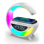 Lampara Led Inteligente Dahua Lamp con Bocina Bluetooth Cargador Inalámbrico y Reloj Despertador Blanca