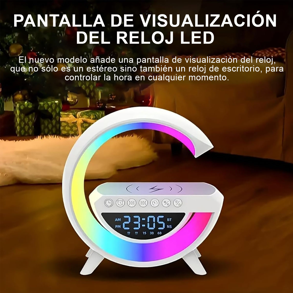 Foto 6 pulgar | Lampara Led Inteligente Dahua Lamp con Bocina Bluetooth Cargador Inalámbrico y Reloj Despertador Blanca