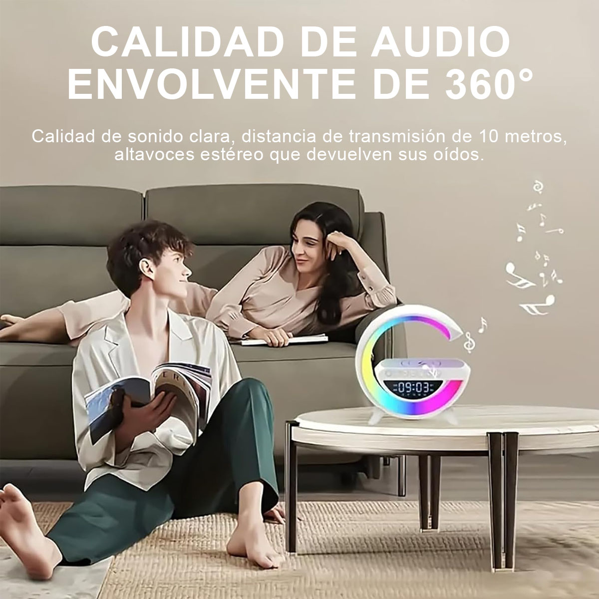 Foto 7 pulgar | Lampara Led Inteligente Dahua Lamp con Bocina Bluetooth Cargador Inalámbrico y Reloj Despertador Blanca