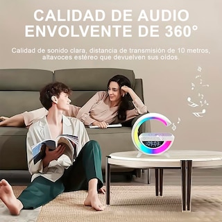Foto 6 | Lampara Led Inteligente Dahua Lamp con Bocina Bluetooth Cargador Inalámbrico y Reloj Despertador Blanca