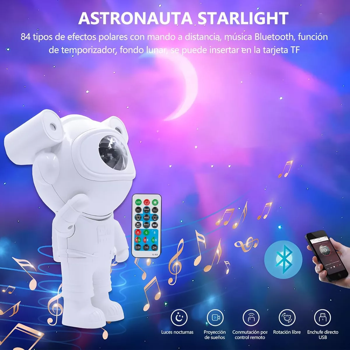 Foto 4 pulgar | Proyector De Estrellas Astronauta Luz De Noche Con Bluetooth  Eo Safe Imports Esi-12801 Blanco