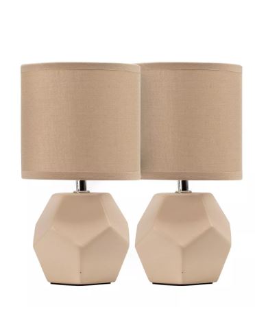 Set De 2 Lamparas De Mesa Estilo Minimalista Estructura Beige