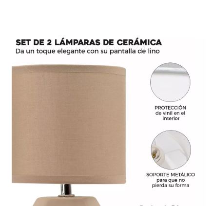 Foto 4 pulgar | Set De 2 Lamparas De Mesa Estilo Minimalista Estructura Beige