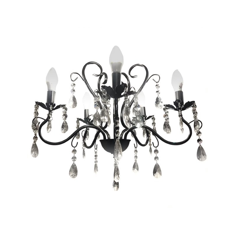 Foto 1 | Lámpara Colgante Lágrima, Candelabro Negro, 5 Brazos - Venta Internacional.