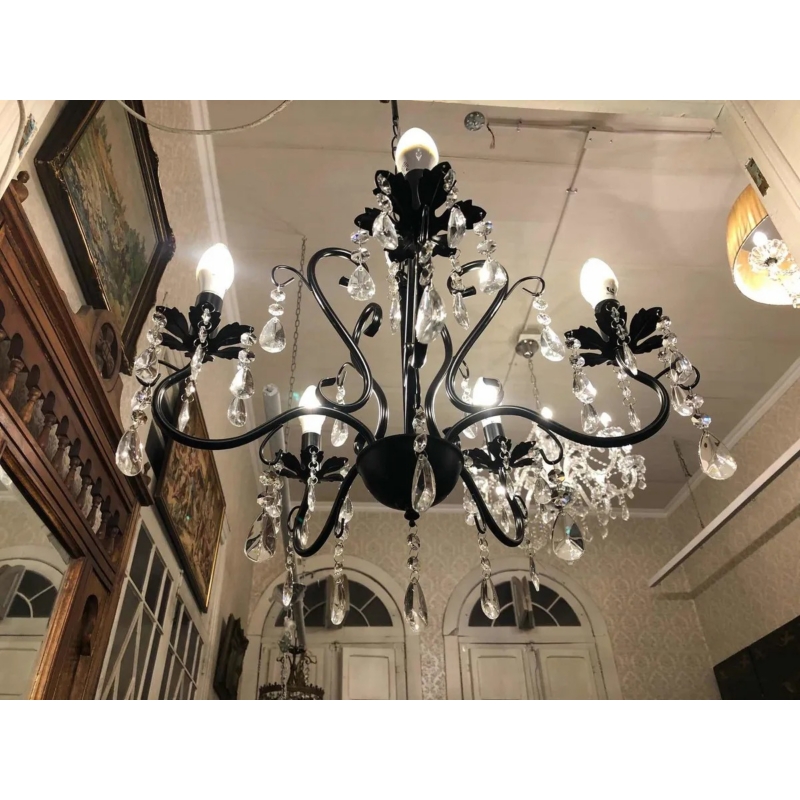 Foto 2 | Lámpara Colgante Lágrima, Candelabro Negro, 5 Brazos - Venta Internacional.