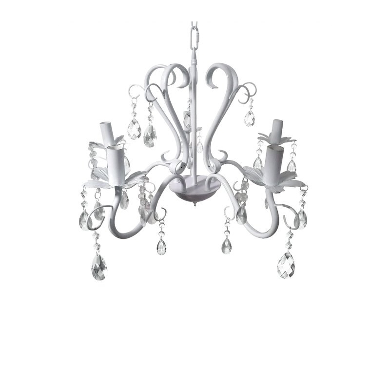 Lámpara Colgante Lágrima, Candelabro Blanco, 5 Brazos - Venta Internacional.