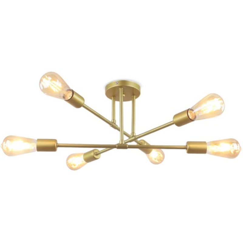 Foto 1 | Lámpara De Techo Vintage Golden, 6 Bombillas E27 No Incluidas - Venta Internacional.