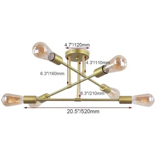 Foto 5 | Lámpara De Techo Vintage Golden, 6 Bombillas E27 No Incluidas - Venta Internacional.