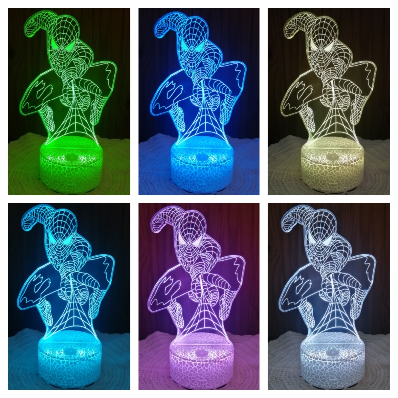 Foto 3 pulgar | Lámpara 3d Spiderman Avenger Led Con Sensor Táctil De 7 Colores - Venta Internacional.