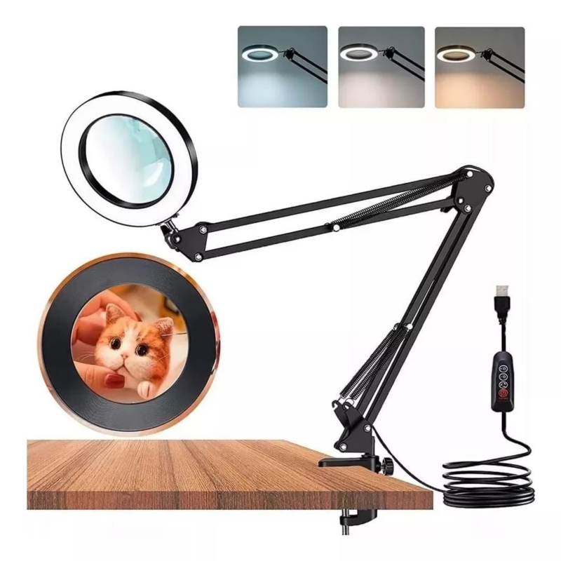 Foto 2 pulgar | Lámpara De Escritorio Con Lupa Led Y Pinza - Venta Internacional.