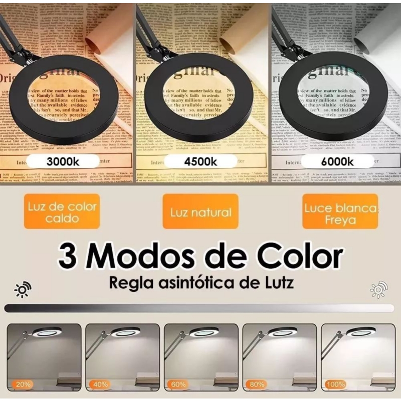 Foto 3 pulgar | Lámpara De Escritorio Con Lupa Led Y Pinza - Venta Internacional.