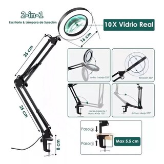 Foto 3 | Lámpara De Escritorio Con Lupa Led Y Pinza - Venta Internacional.