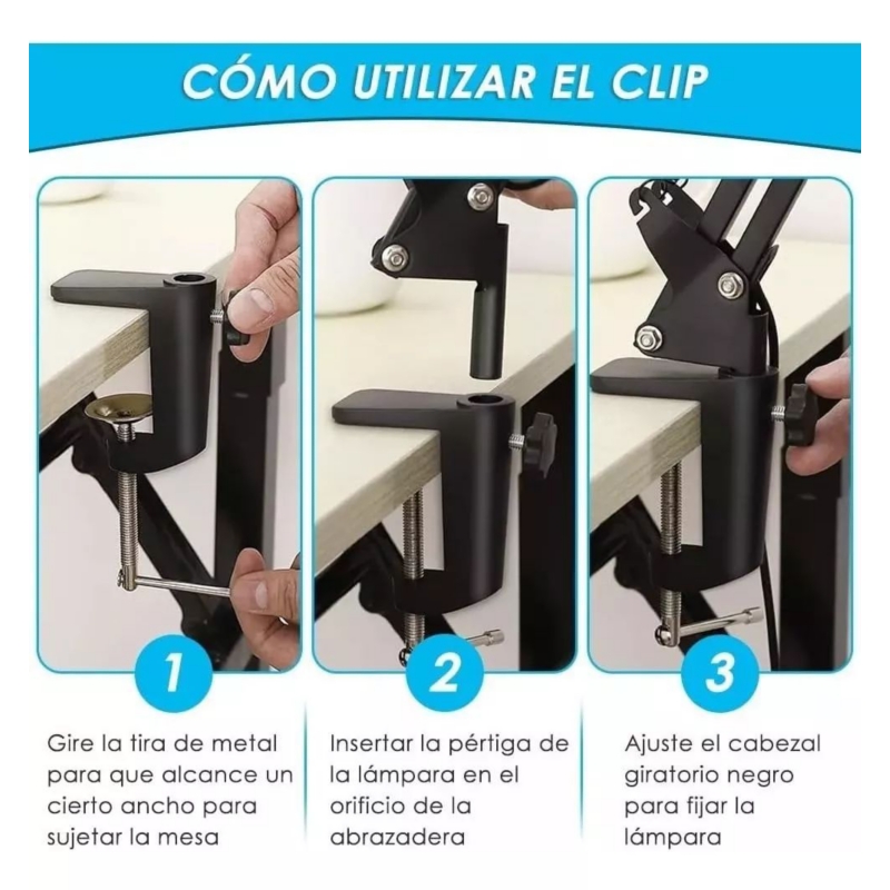 Foto 6 pulgar | Lámpara De Escritorio Con Lupa Led Y Pinza - Venta Internacional.