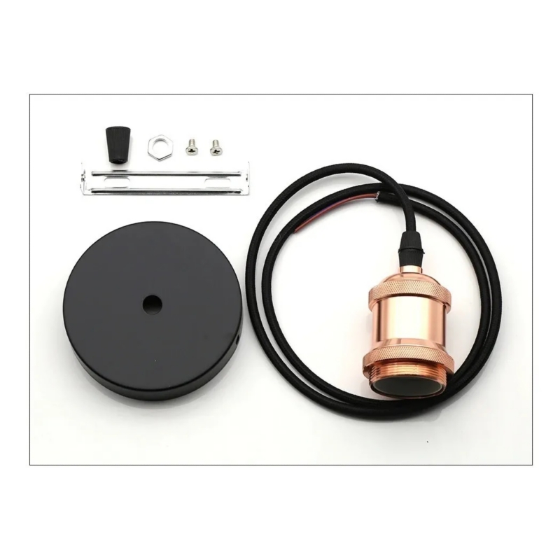 Foto 4 pulgar | Lámpara Colgante Vintage Dorada Rosa Con Cable Negro - Venta Internacional.
