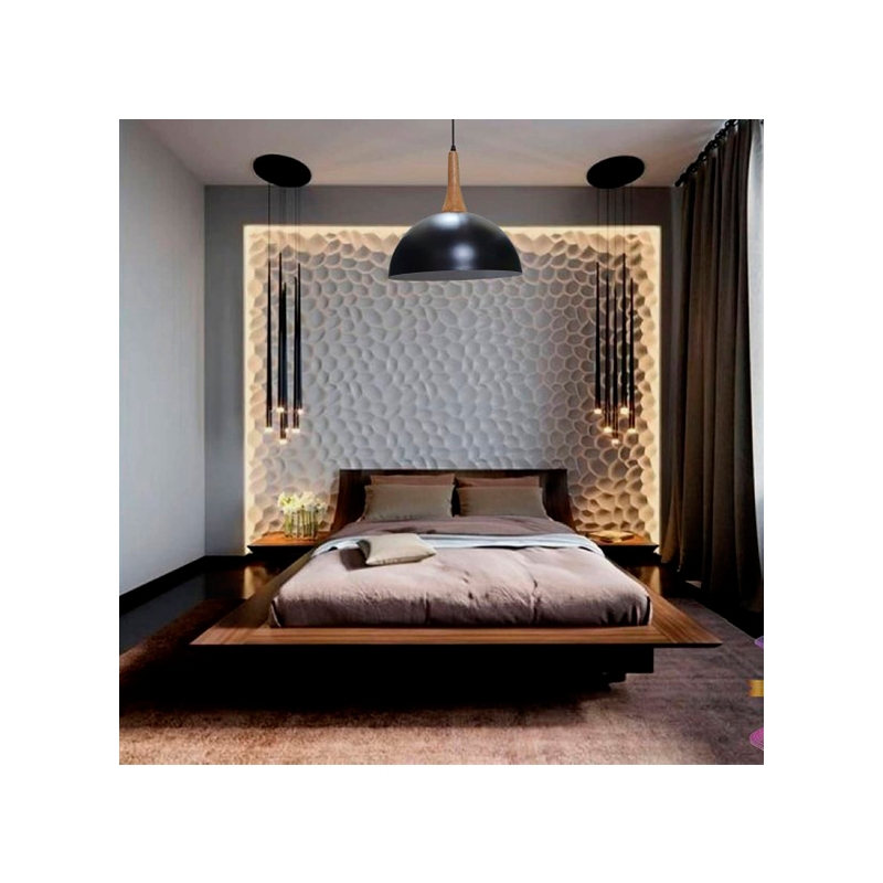 Foto 3 | Lámpara Colgante Portici De Metal Y Madera Negro/blanco 38 Cm - Venta Internacional.