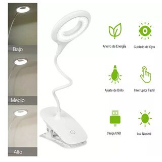 Foto 3 | Lámpara Flexible De Escritorio Con Clip Recargable Ajustable Eo Safe Imports Esi-13120 Blanco