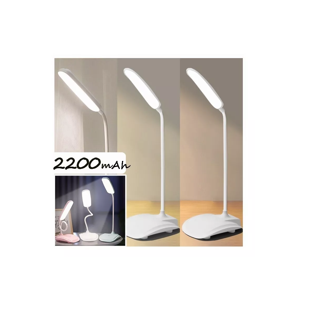 Foto 3 pulgar | Lámpara Led Escritorio Ajustable Recargable Usb Eo Safe Imports Esi-13119 Blanca