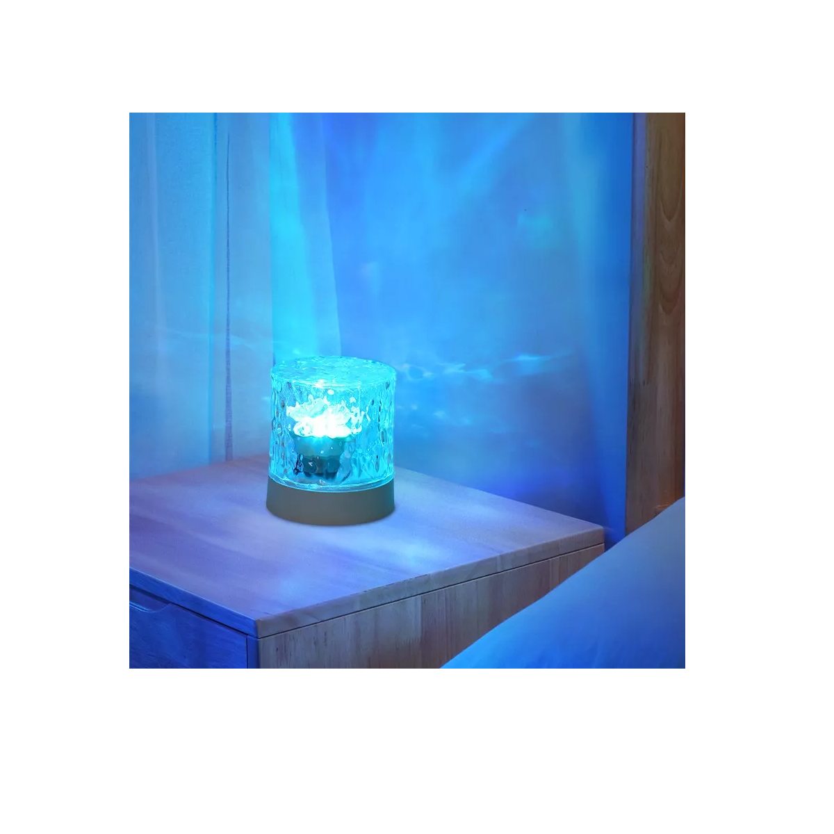 Foto 4 pulgar | Lámpara Led Cristal Luz De Noche Recarga Giratorio Proyector  Eo Safe Imports Esi-13111 Blanco