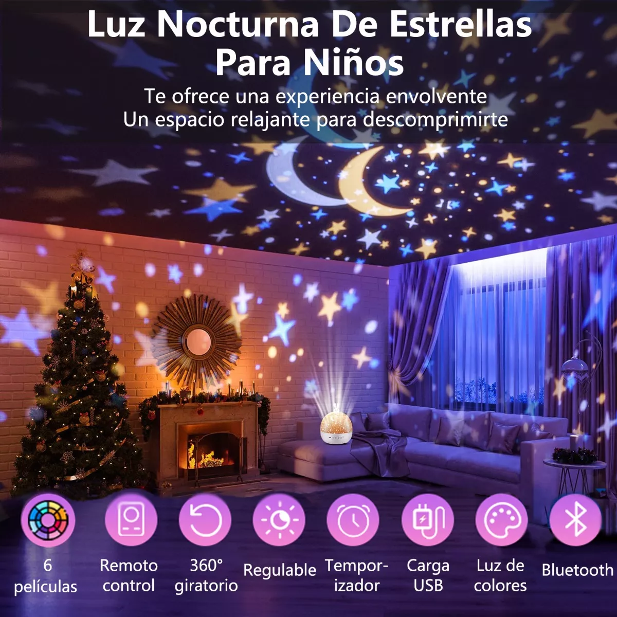 Foto 4 pulgar | Proyector Lampara Estrella Noche Recargable Para Bebés Niños Eo Safe Imports Esi-13116 Blanco