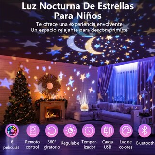 Foto 3 | Proyector Lampara Estrella Noche Recargable Para Bebés Niños Eo Safe Imports Esi-13116 Blanco