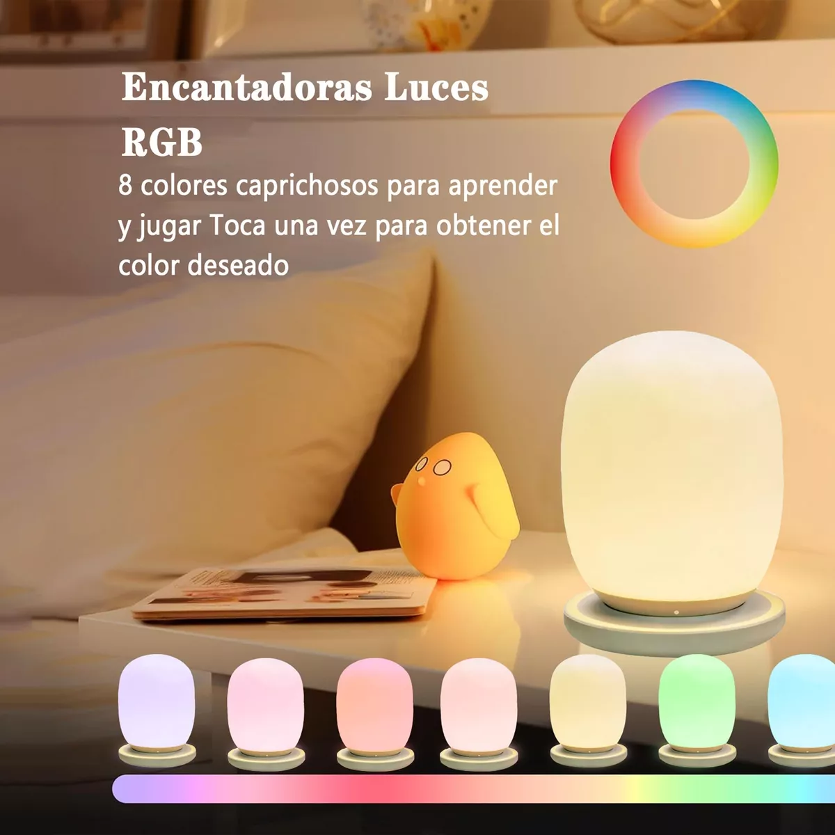 Foto 3 pulgar | Lampara De Noche Recargable 256 Colores Luz Led Y 2 Modos Eo Safe Imports Esi-13114 Beige