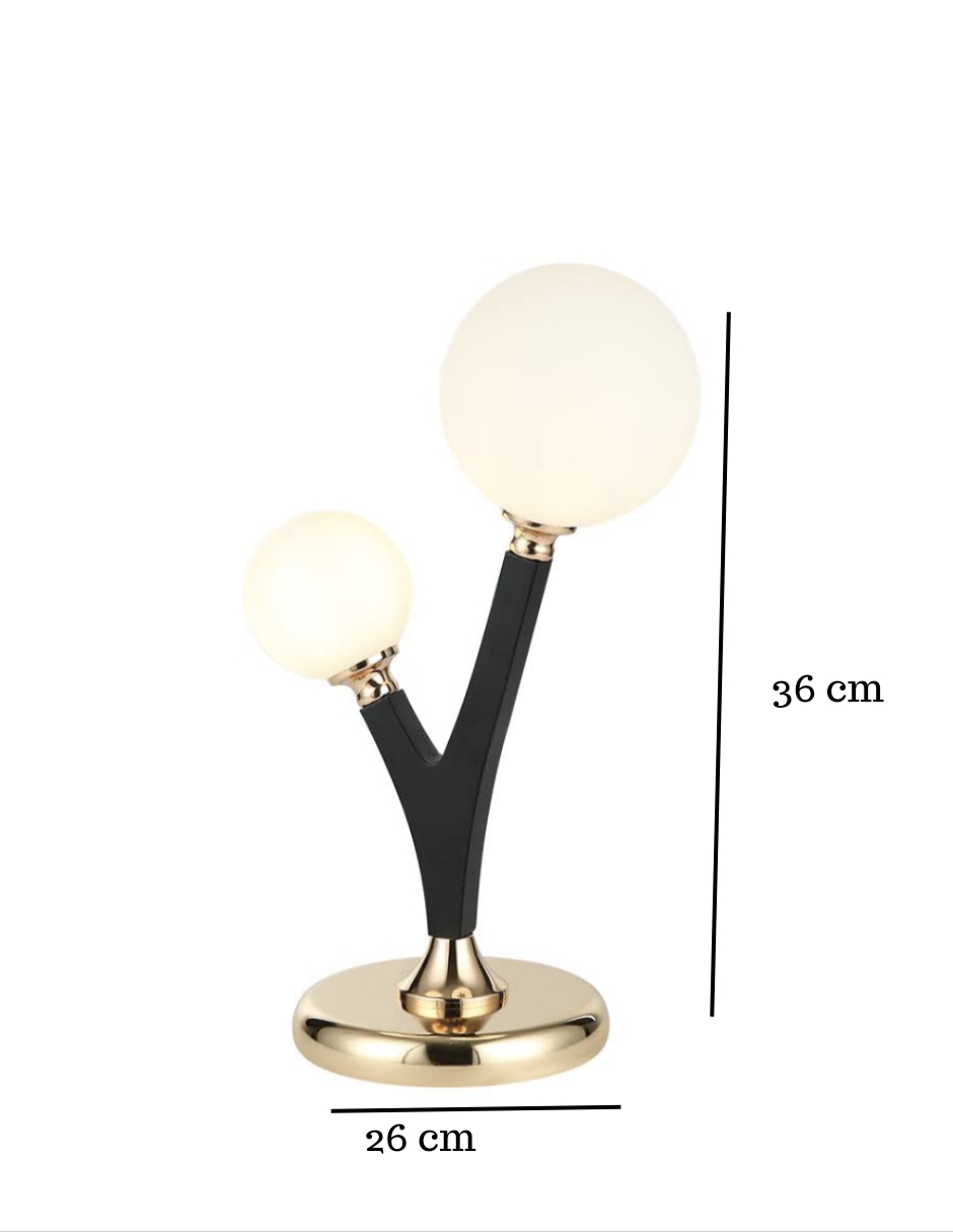 Foto 4 pulgar | Lámpara de Mesa Moderna con dos Esferas de Cristal y Nase Negra