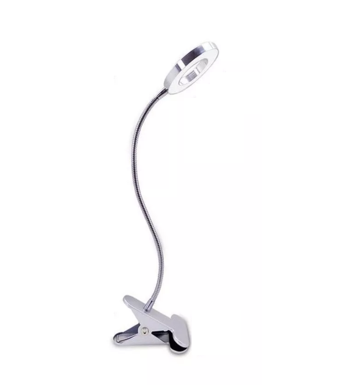 Lámpara de Escritorio Lab.G Plateada con Luz de Lectura Led USB con Clip