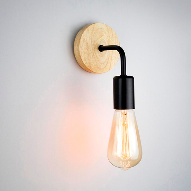 Foto 4 pulgar | Lámpara de Pared Decorativa con Base de Madera y Enchufe E27 - Venta Internacional