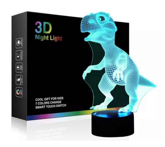 Foto 2 pulgar | Lámpara de Mesa LED 3D Diseño de Dinosaurio Luz Nocturna