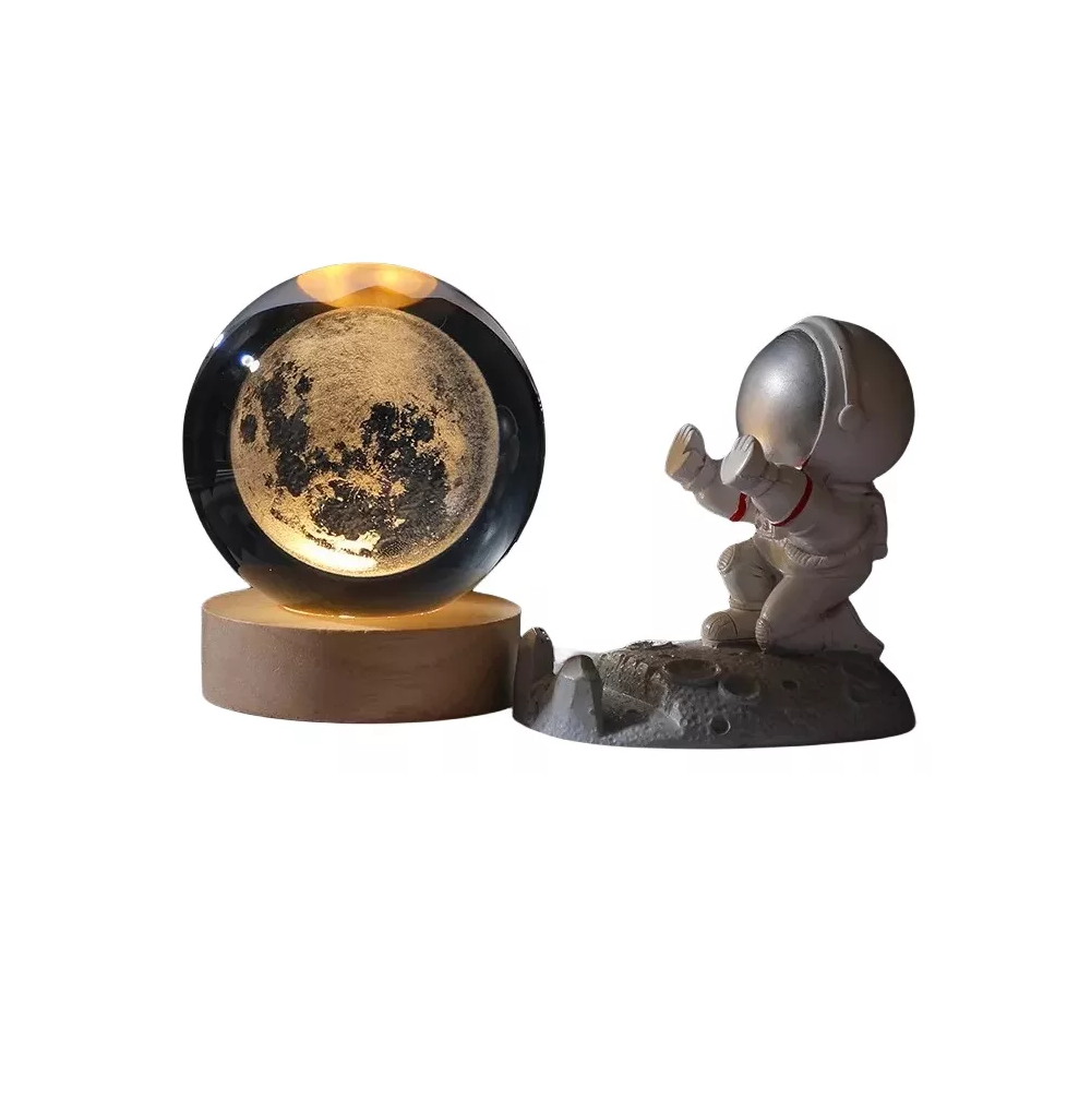 Foto 2 pulgar | Lámpara de Noche Astronautas Led 3d Luna Bola de Cristal