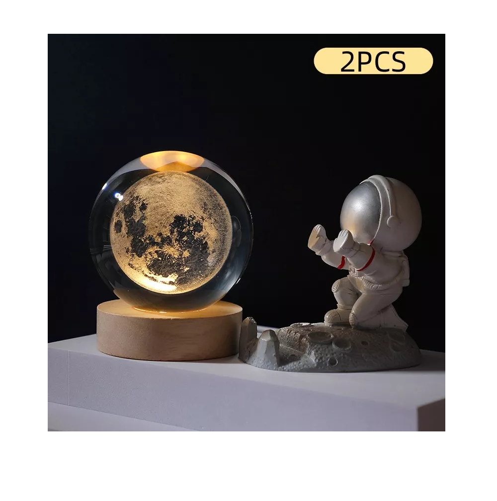 Foto 4 pulgar | Lámpara de Noche Astronautas Led 3d Luna Bola de Cristal