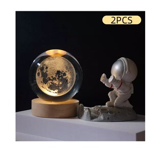 Foto 3 | Lámpara de Noche Astronautas Led 3d Luna Bola de Cristal