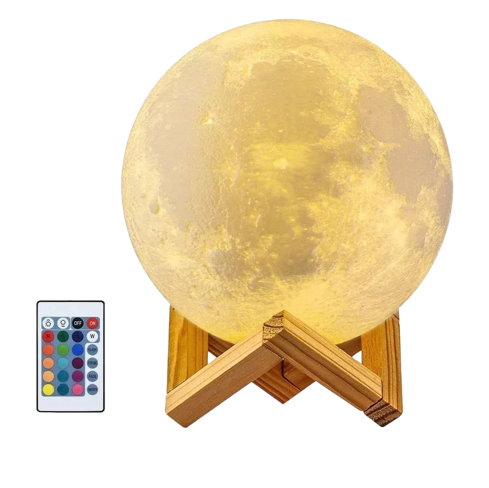 Lámpara Luna 15cm 3d 16 Colores Touch/control Recargable color de La Estructura Madera Clara