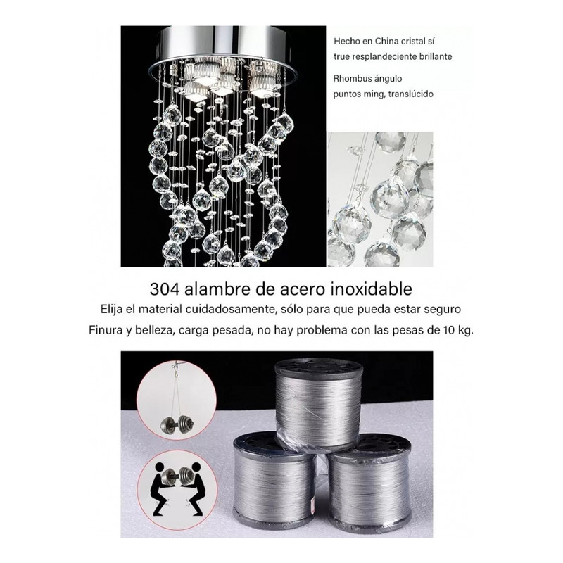 Foto 4 pulgar | Lámpara Colgante De Cristal Spiral Modern Salon 4 Led G10 5w - Venta Internacional.