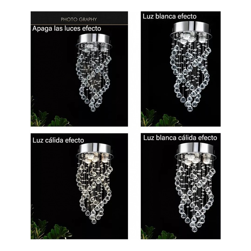 Foto 5 pulgar | Lámpara Colgante De Cristal Spiral Modern Salon 4 Led G10 5w - Venta Internacional.