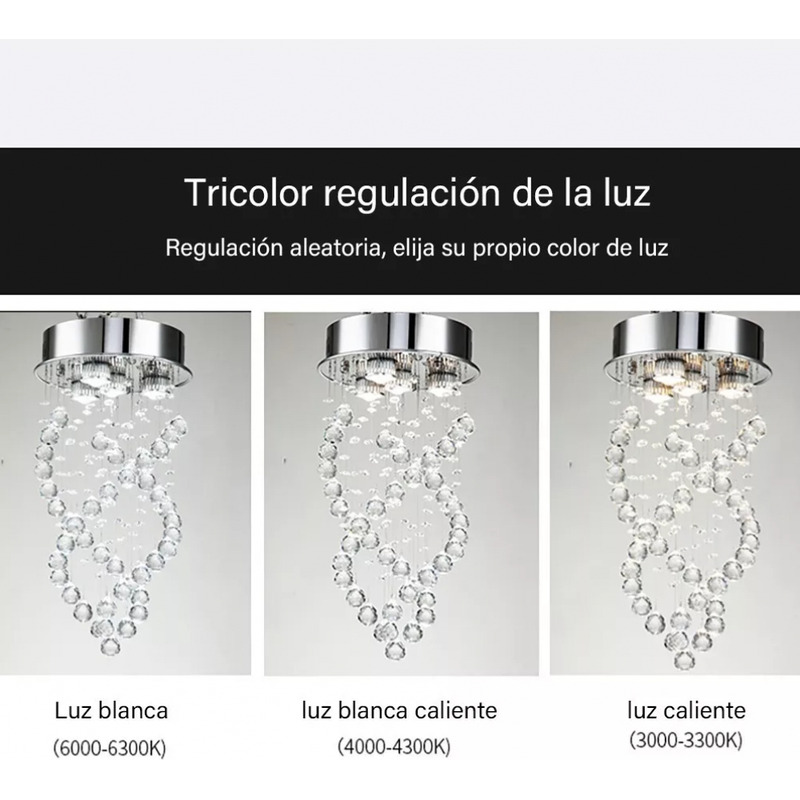 Foto 6 pulgar | Lámpara Colgante De Cristal Spiral Modern Salon 4 Led G10 5w - Venta Internacional.