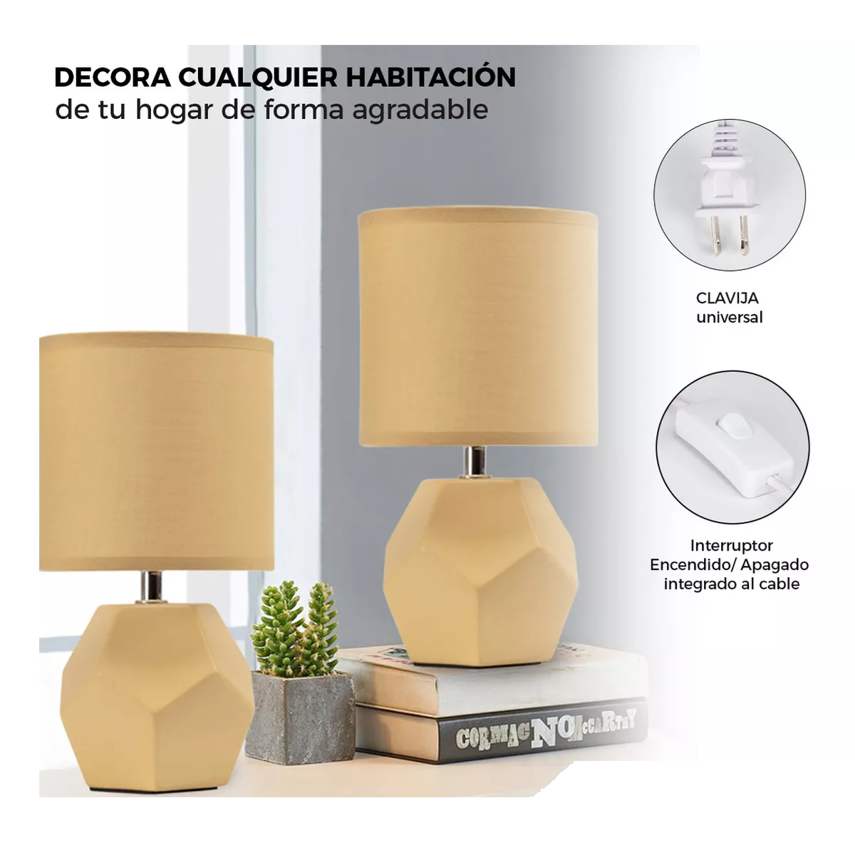 Foto 4 | Set de Lámparas de Mesa Belug Beige 2 Piezas