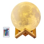 Lámpara Luna 15 Cm 3d 16 Colores Touch/control Recargable Color De La Estructura Madera Clara